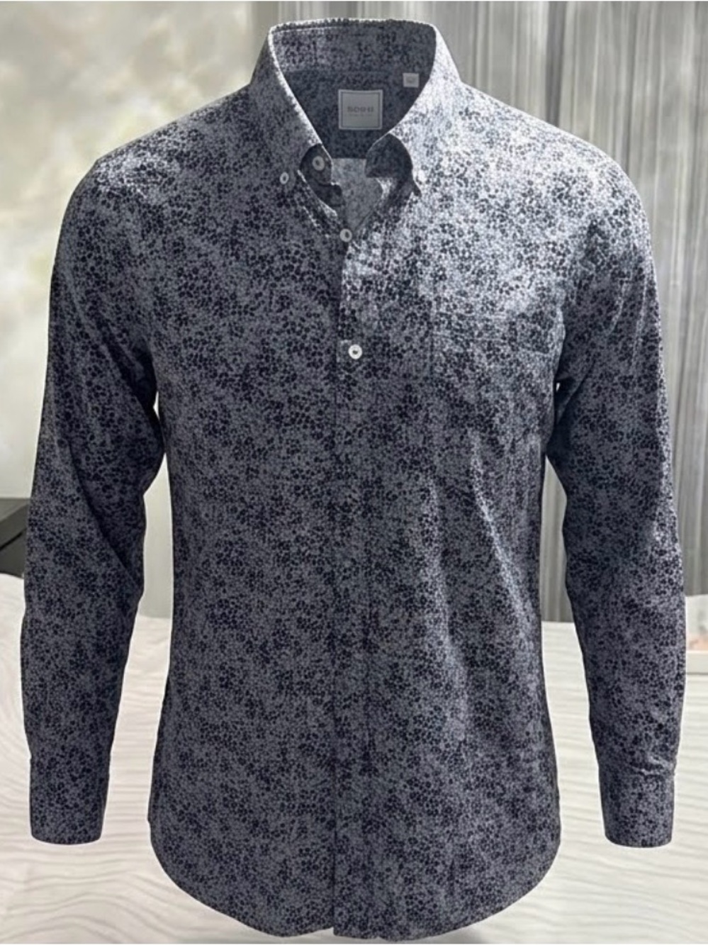 Men's Blue Floral Button-Down Shirt - Modern Fit